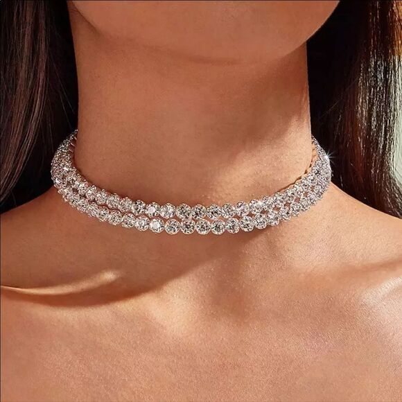 Jewelry - Double Layer Rhinestone Choker 